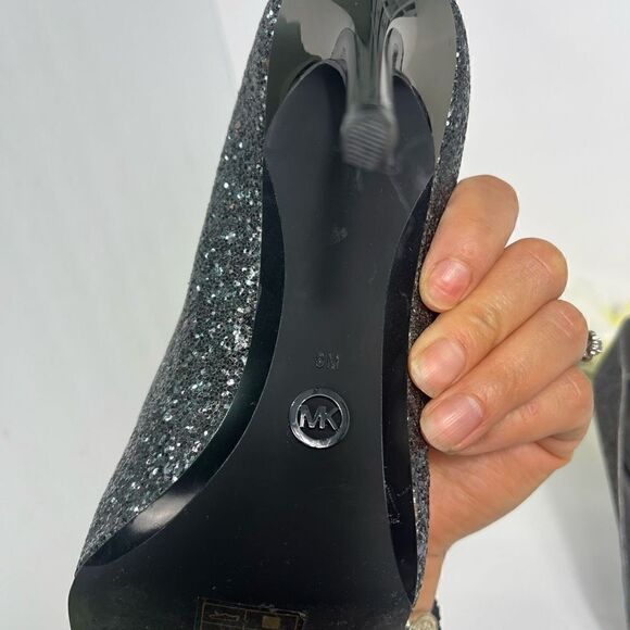 Michael By Michael Kors CLAIRE Pumps Womens Size 8 Gunmetal Glitter Fabric - Picture 7 of 12